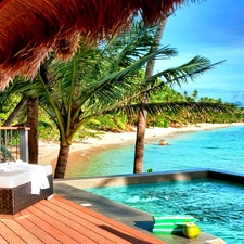 terrace, Palm, Beaches, Pool, sea