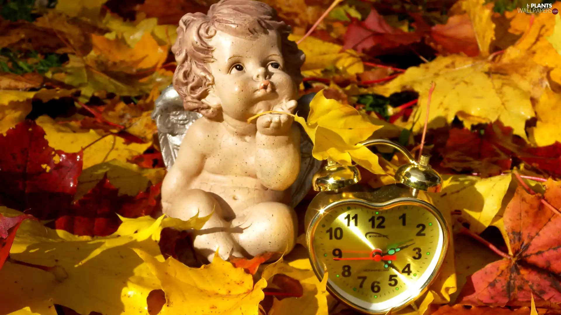 figure, alarm clock, Leaf, angel