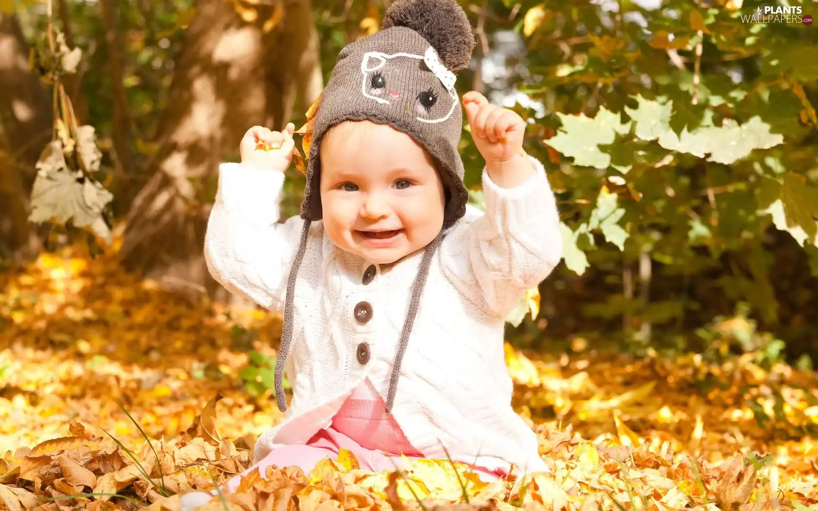 autumn, Leaf, joy, Hat, Kid