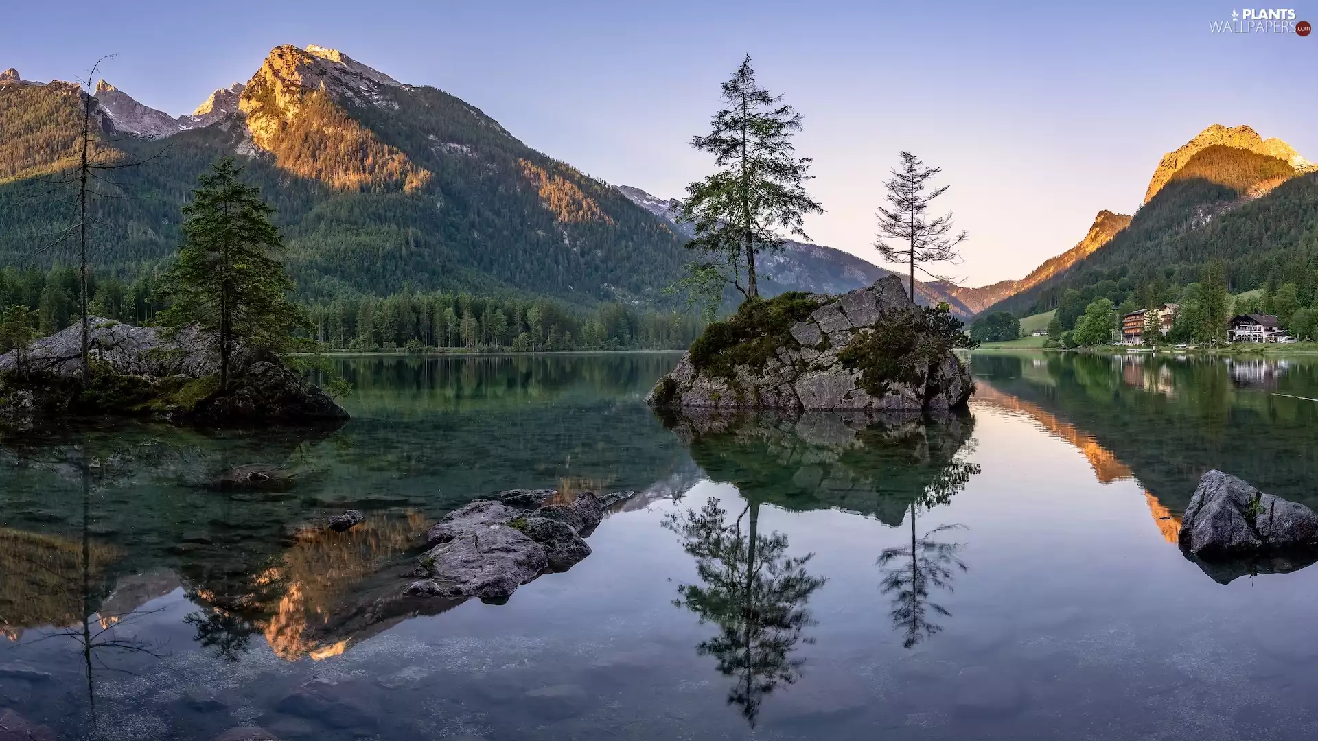 reflection, Alps, rocks, Bavaria, trees, Mountains, Lake Hintersee, Germany, Berchtesgaden Municipality, viewes