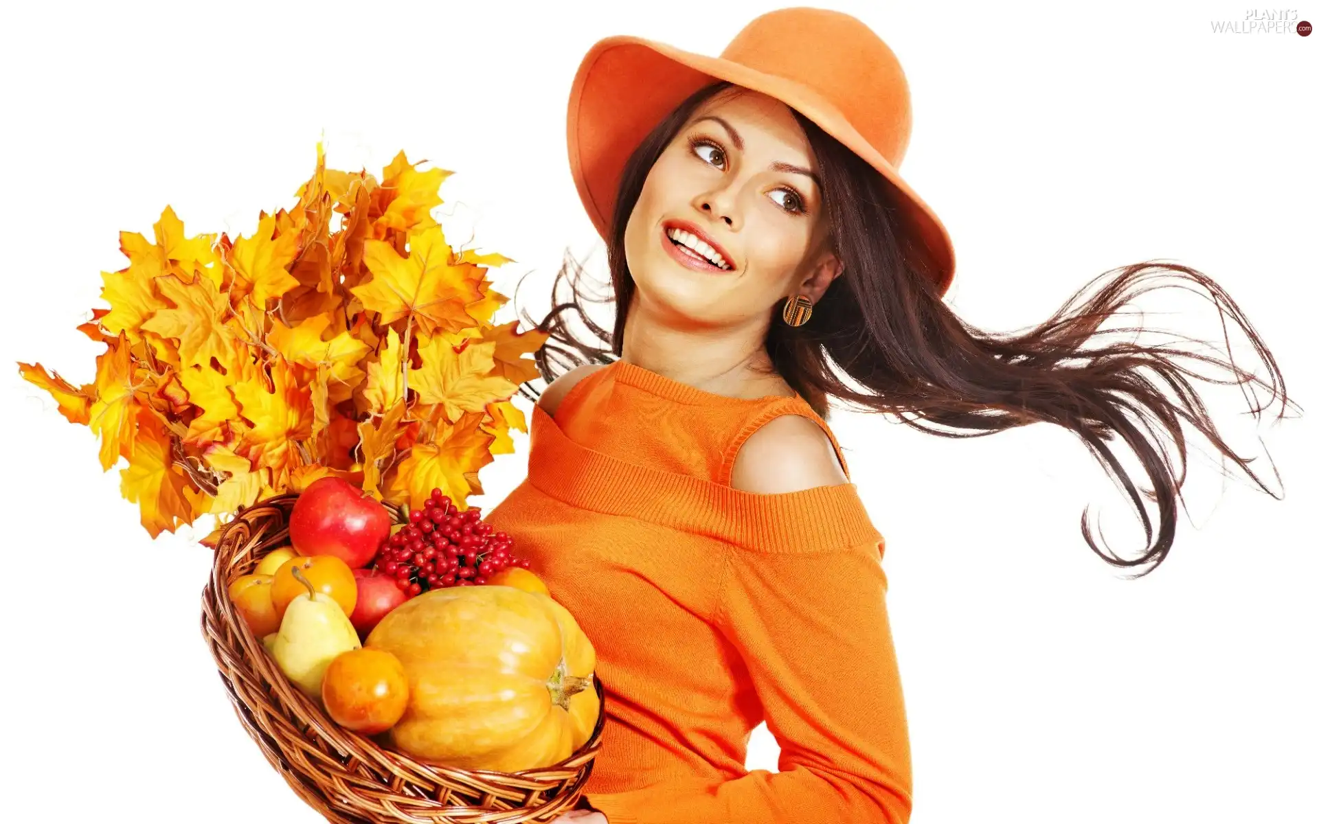 bouquet, Leaves, Donations, autumn, brunette