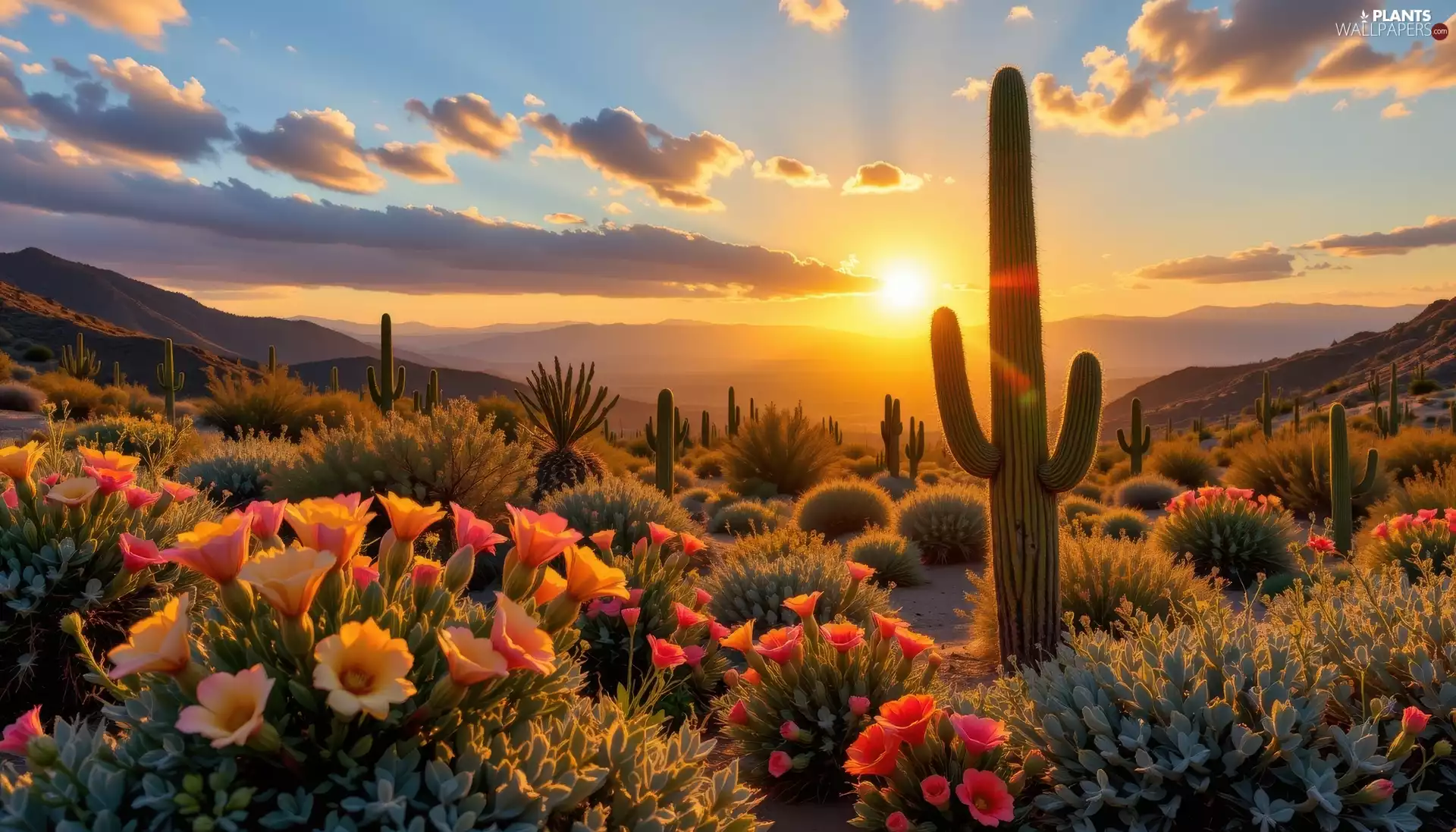 Plants, Great Sunsets, Cactus, Flowers, Desert