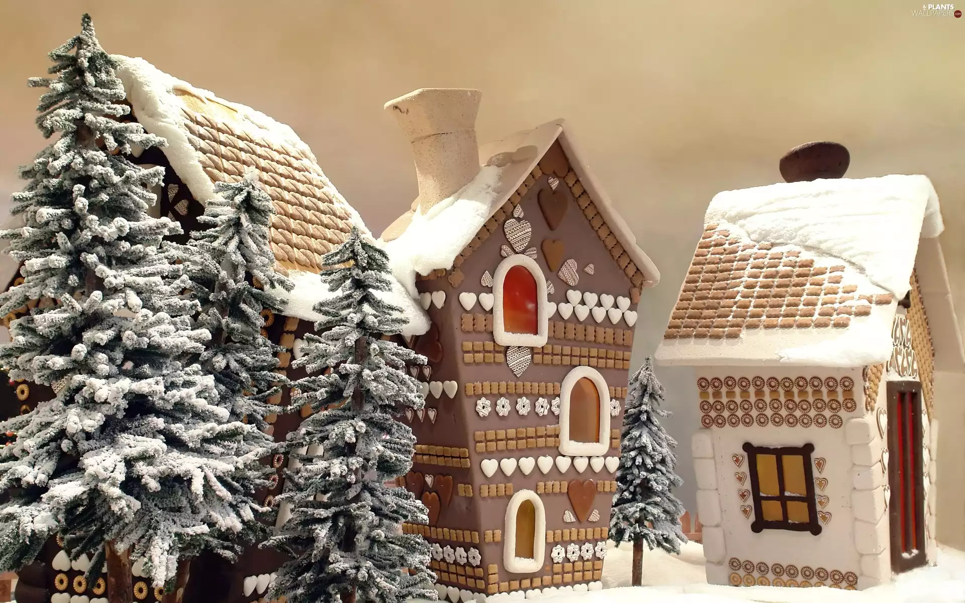 icing, gingerbread, decoration, Christmas, Sapling, Houses
