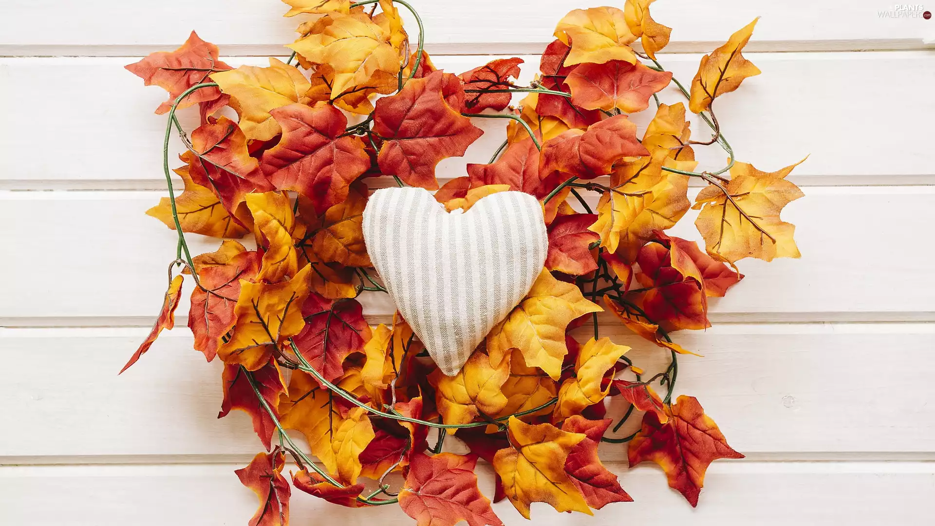 maple, Artificial, boarding, composition, Heart, Leaf