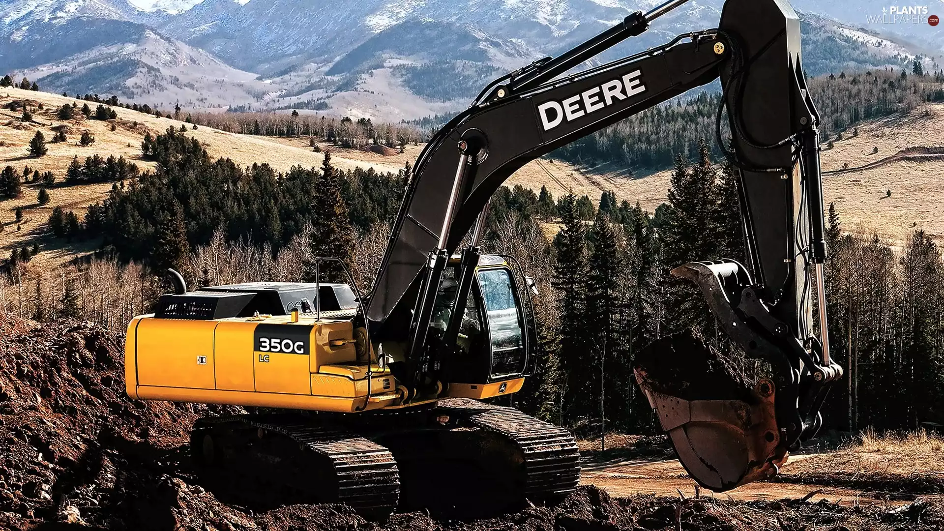 trees, viewes, John Deere, 350G, excavator