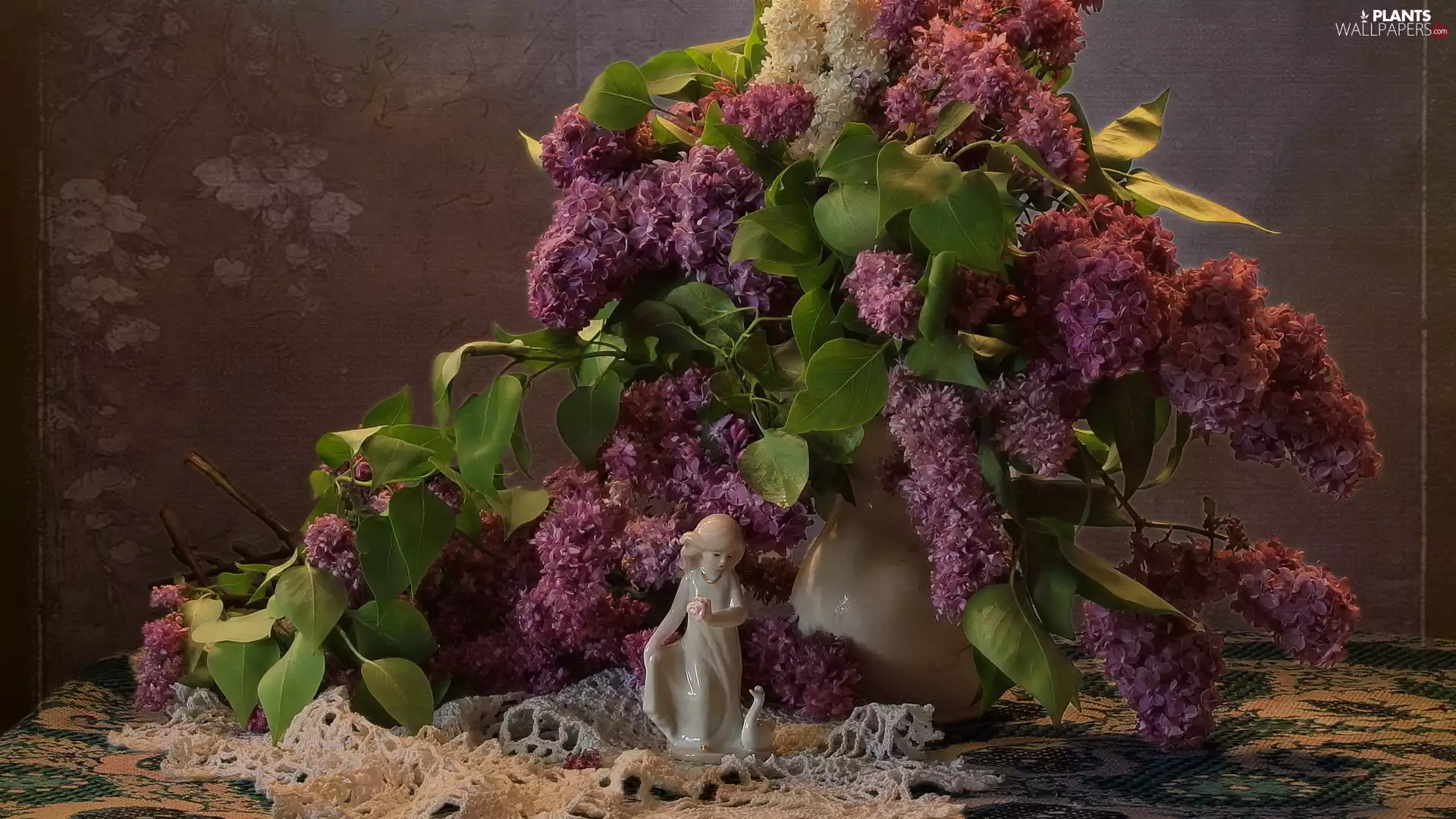 Vase, composition, porcelain, figure, napkin, without