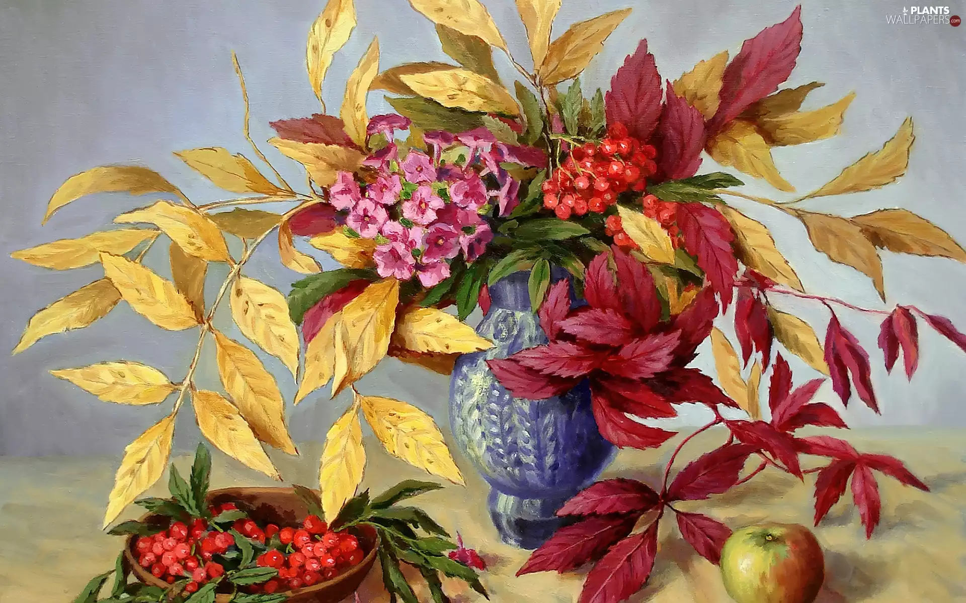 composition, painting, Plant, Flowers, Leaf, picture