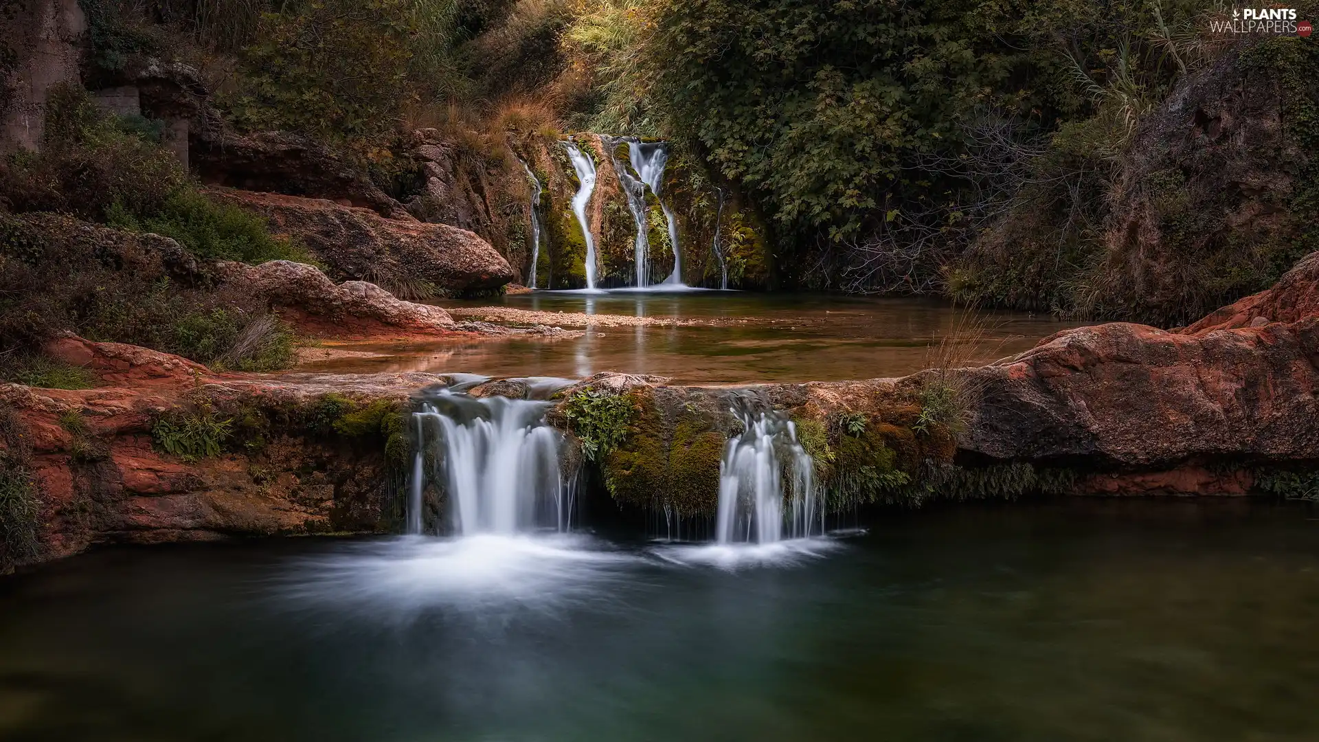 Rocks, waterfall, viewes, River Threshold, River, trees, forest