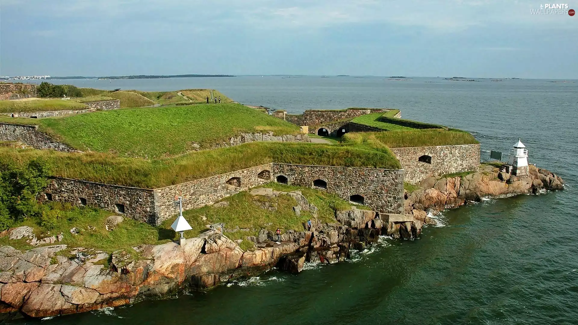 Suomenlinna, Coast, maritime, Fortifications, sea, Lighthouse, vegetation