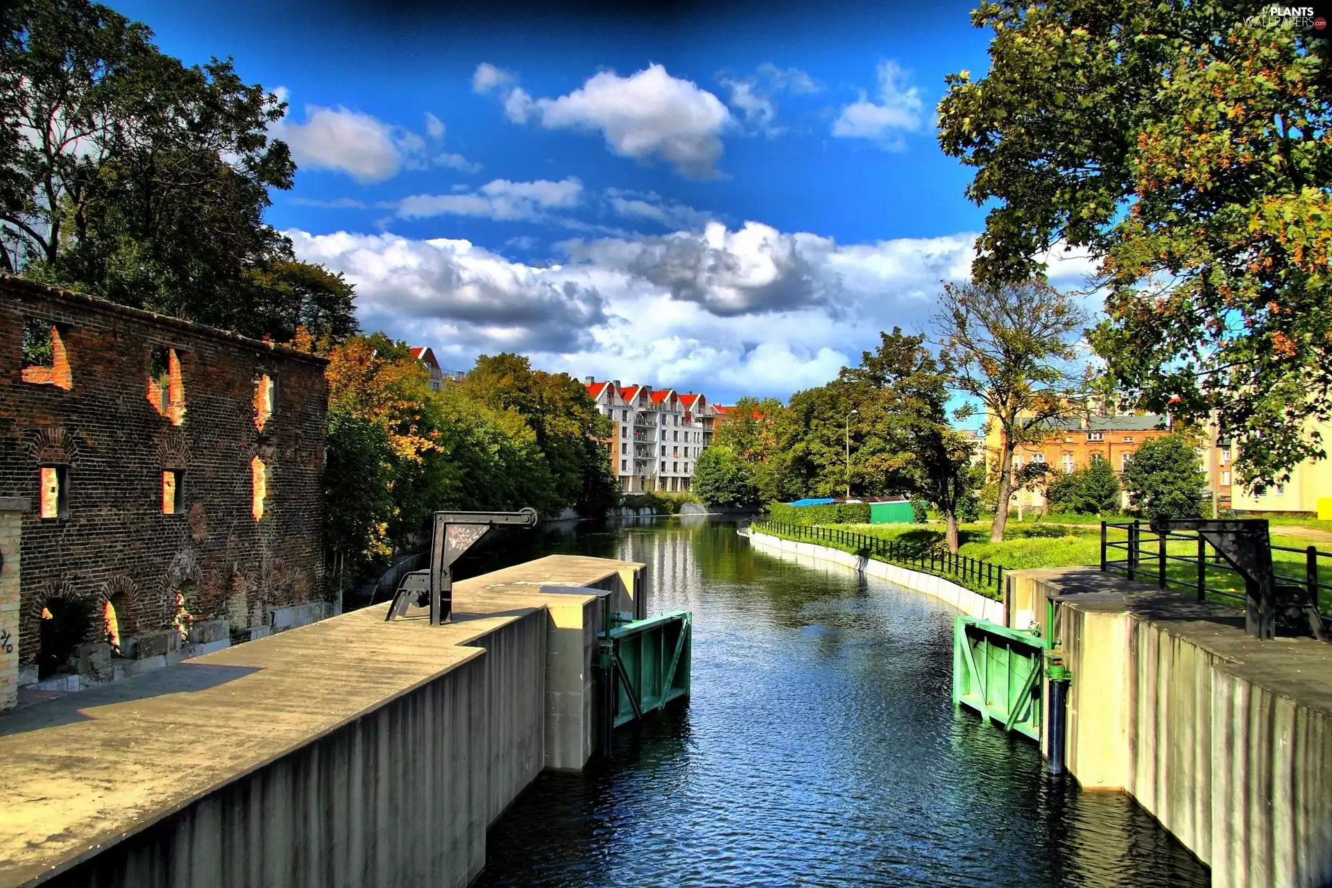 panorama, motlawa, Sluice, Gdansk