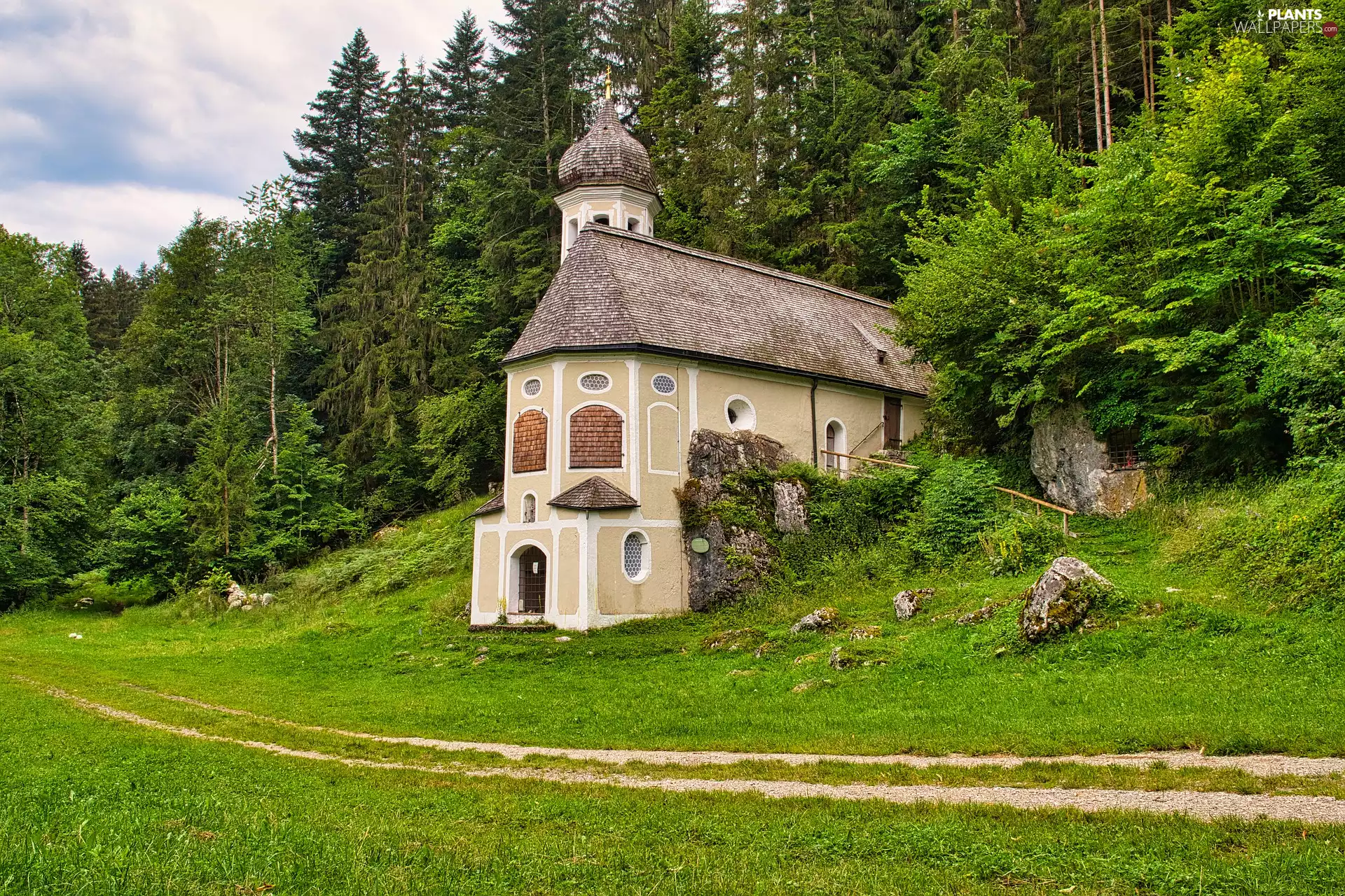 Way, grass, trees, viewes, chapel