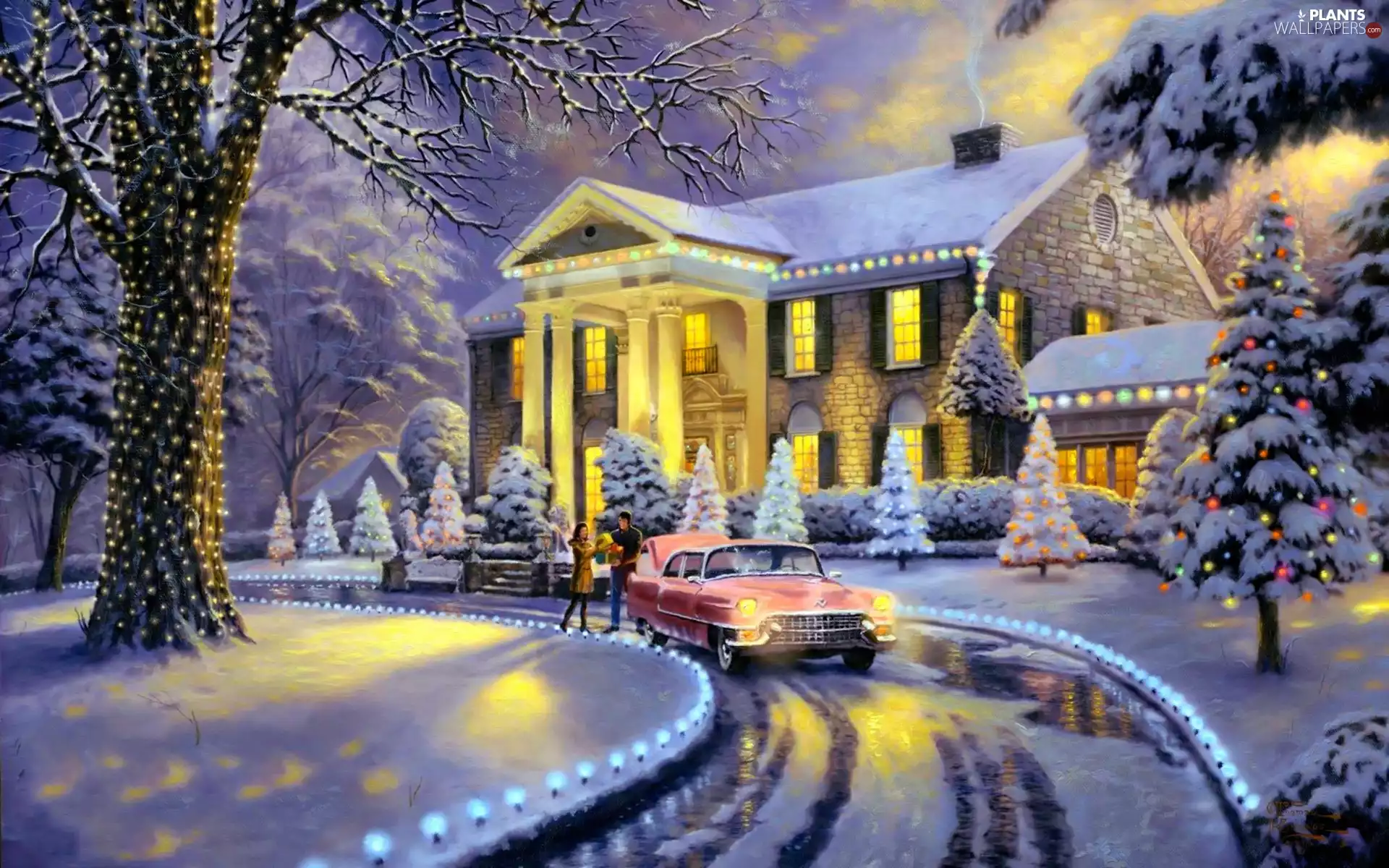 Thomas Kinkade, Christmas, decor, residence