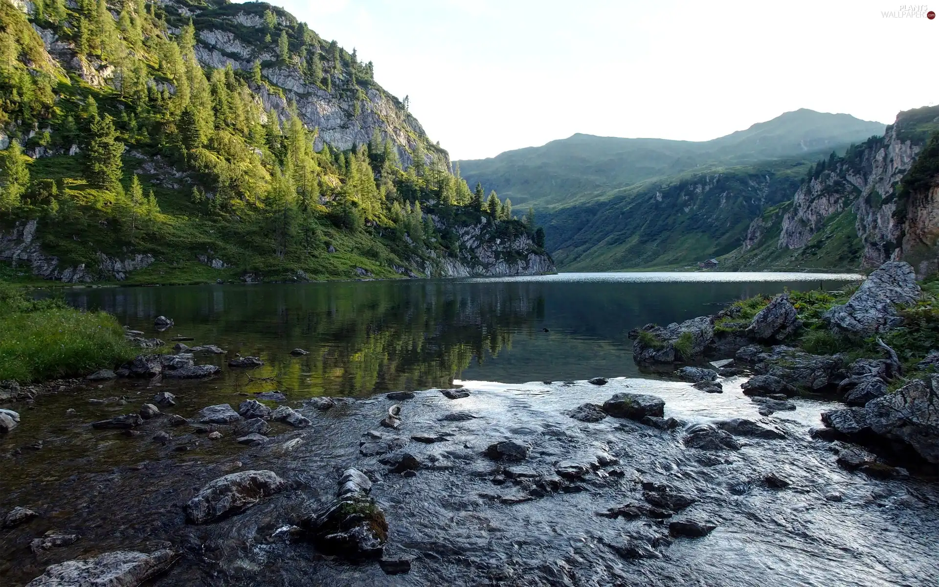 Mountains, viewes, lake, trees