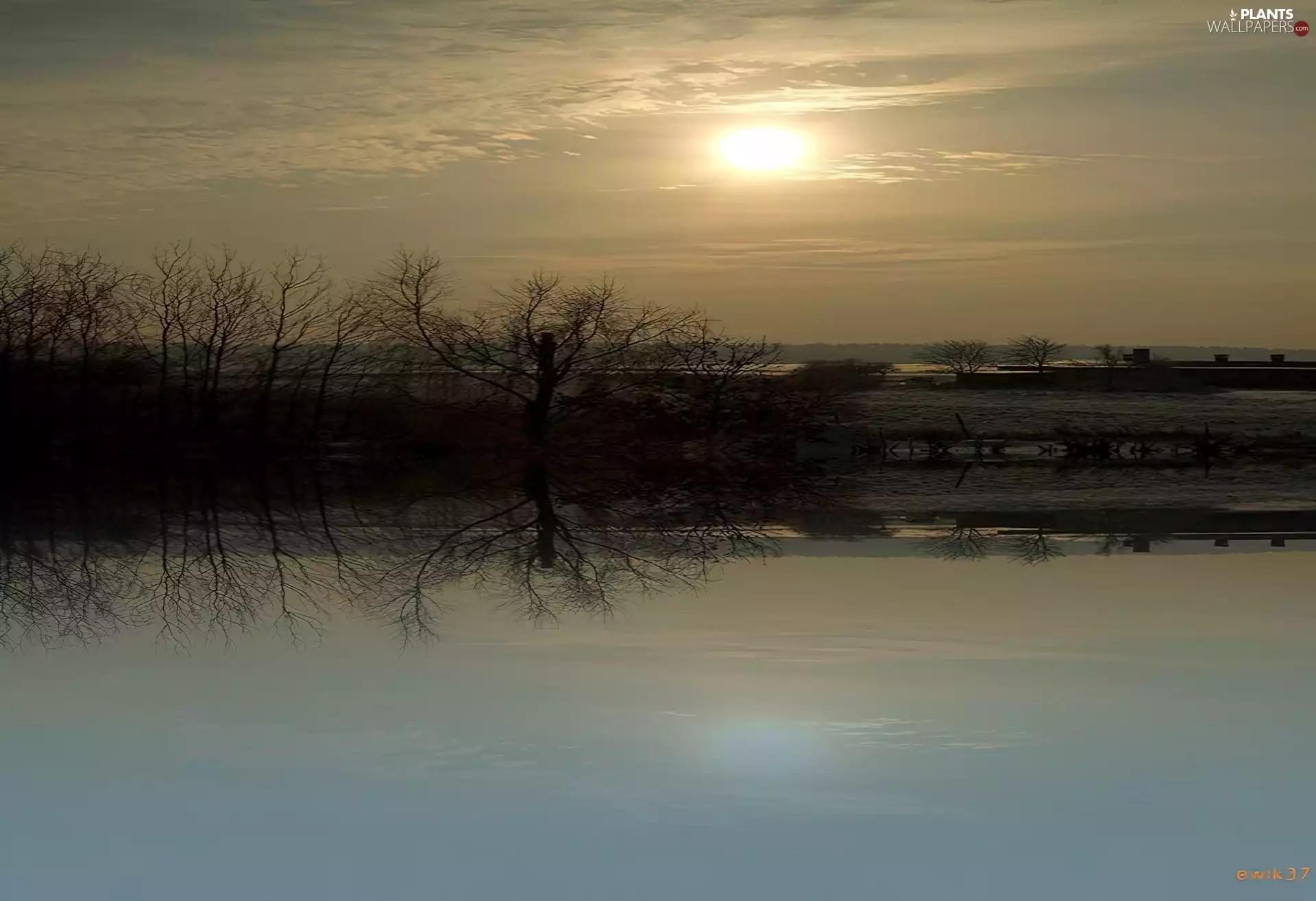 viewes, sun, ##, lake, reflection, trees