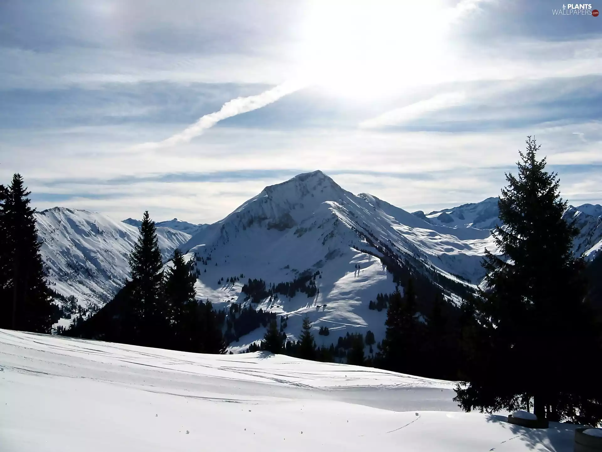 landscape, Mountains, winter