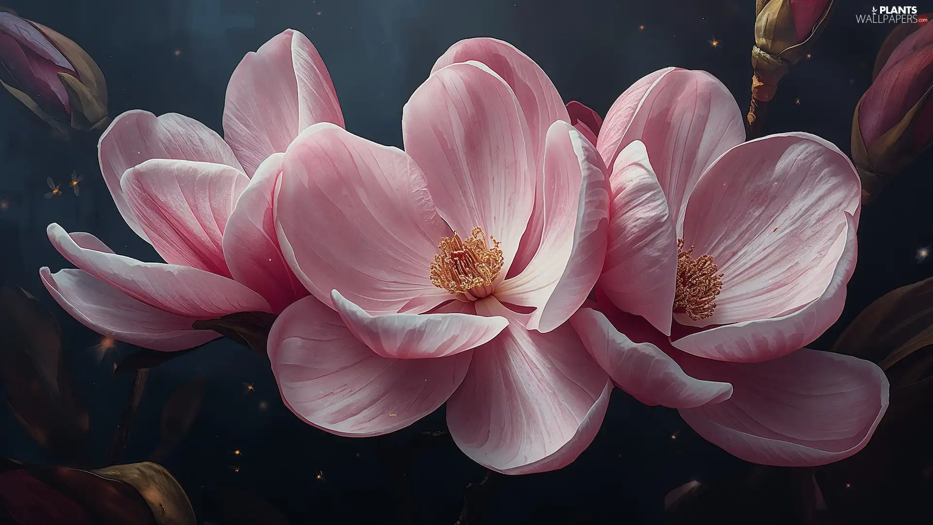 Flowers, Pink, Ai, Magnolias