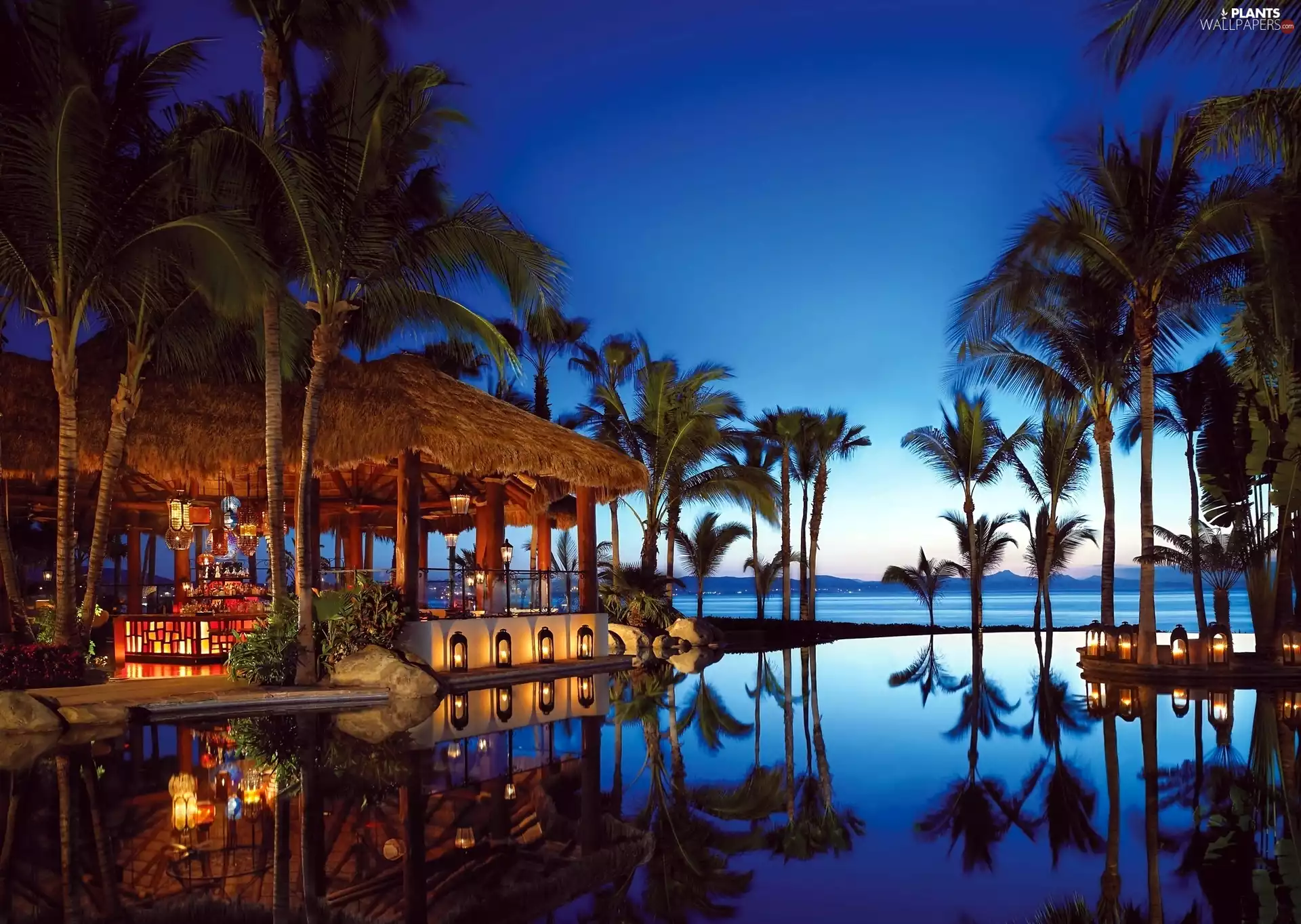holiday, Pool, evening, Mexico, Ocean, center