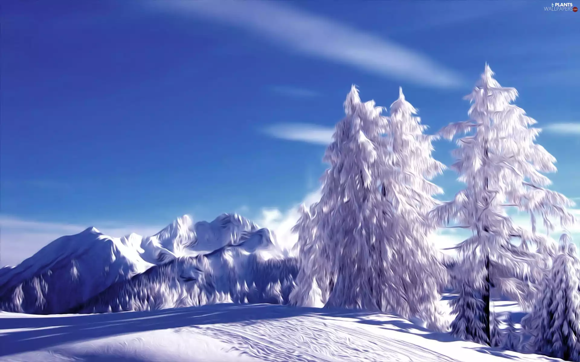 Fractalius, Mountains, trees, viewes, winter