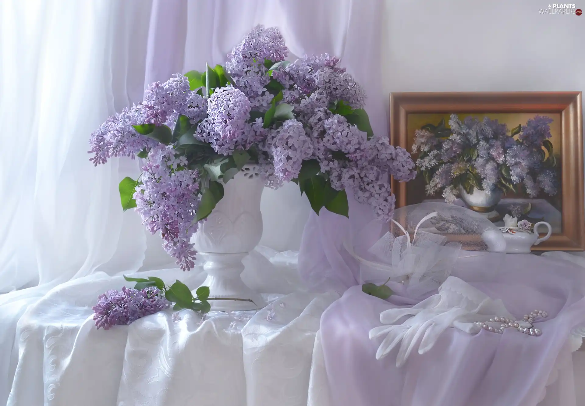 Vase, without, Gloves, Pearl, picture, bouquet