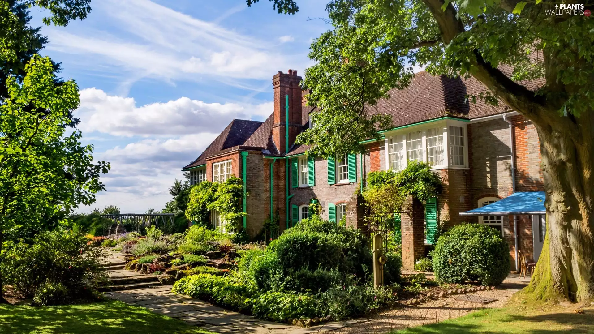 trees, viewes, Nuffield Place Museum, house, England