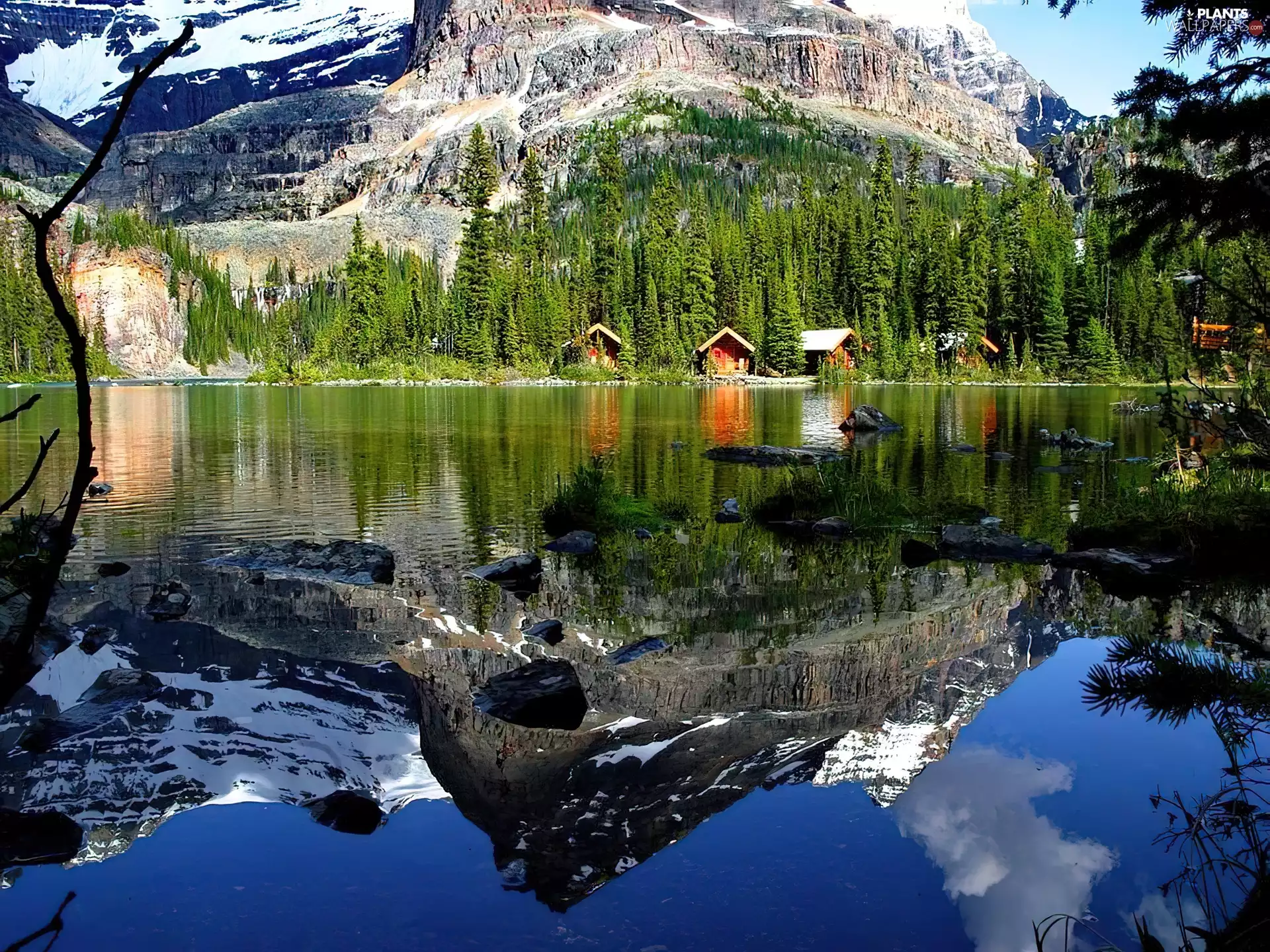reflection, lake, mountains