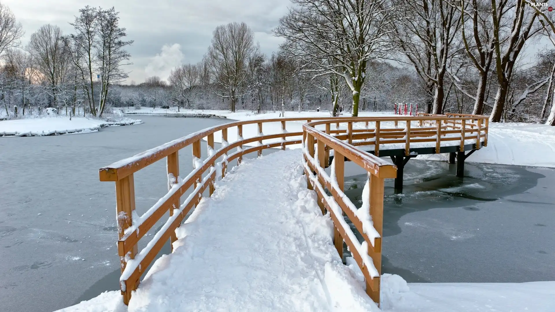 River, winter, bridge