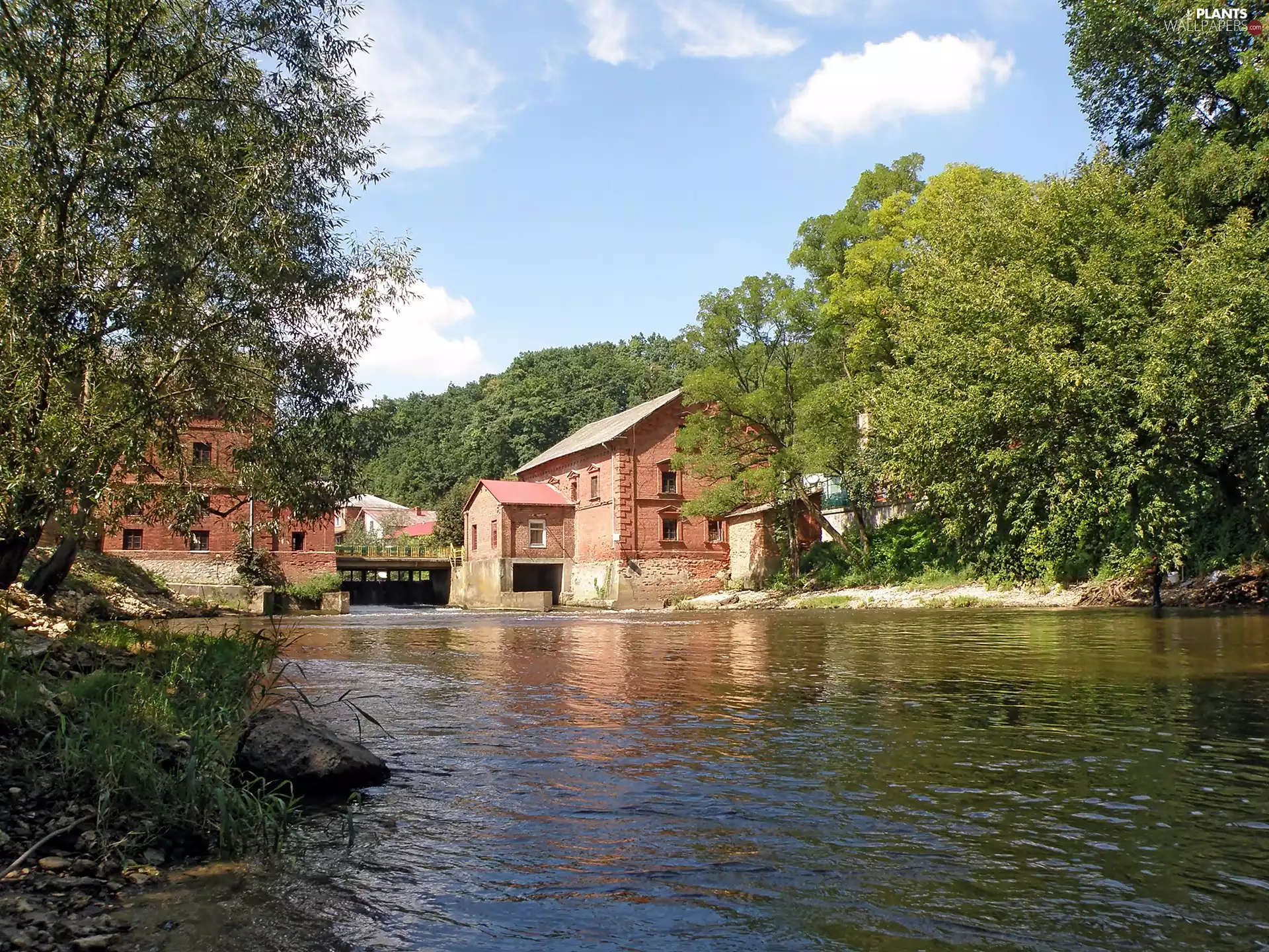 stone, water, country, River, Windmill, VEGETATION, Baits