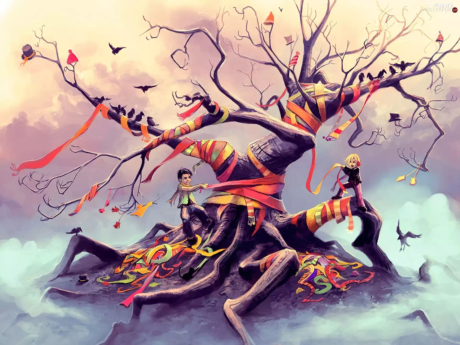 Cyril Rolando, Scarves, trees, Kids