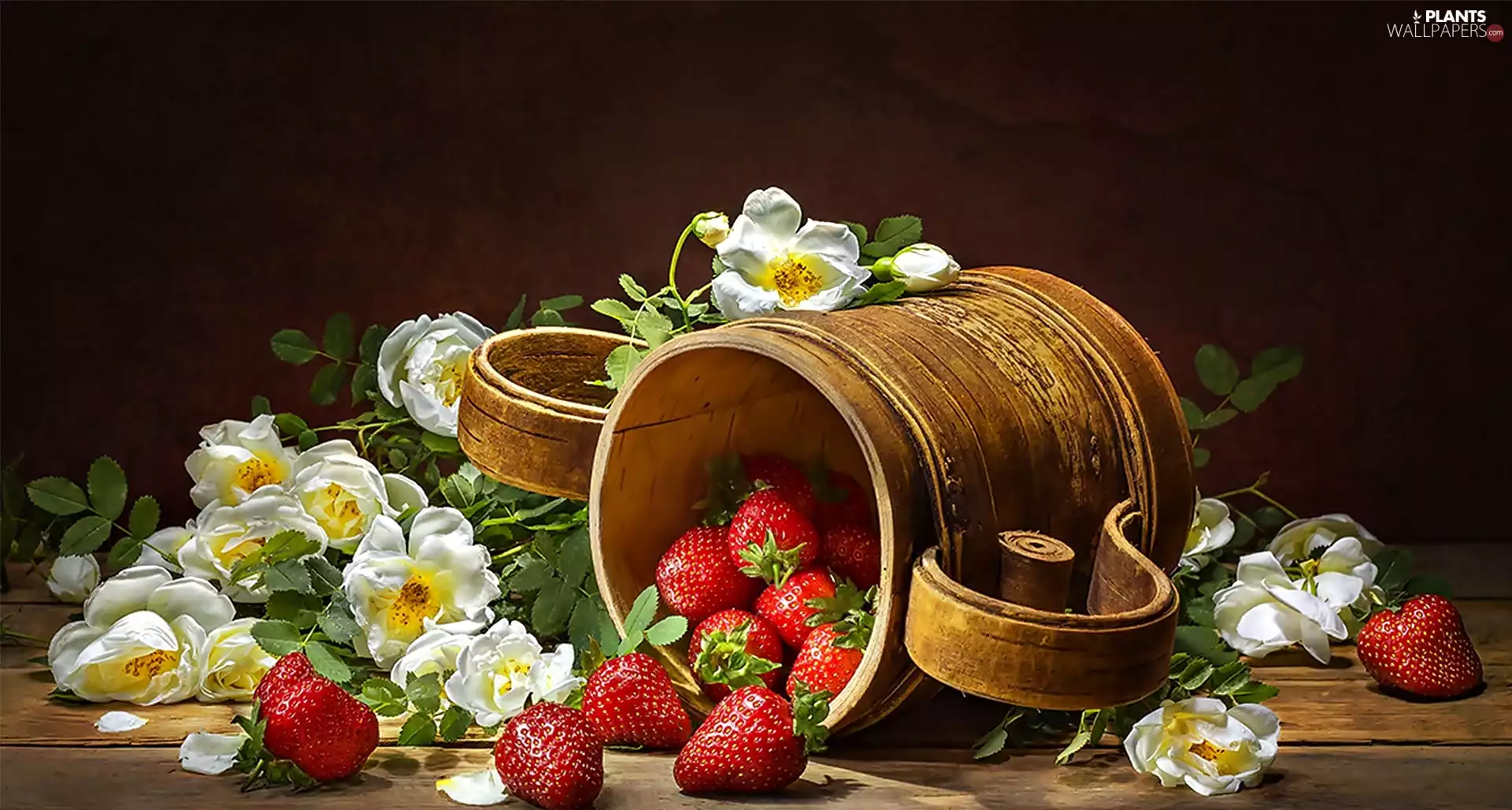 Wild, rose, strawberries, White, pitcher