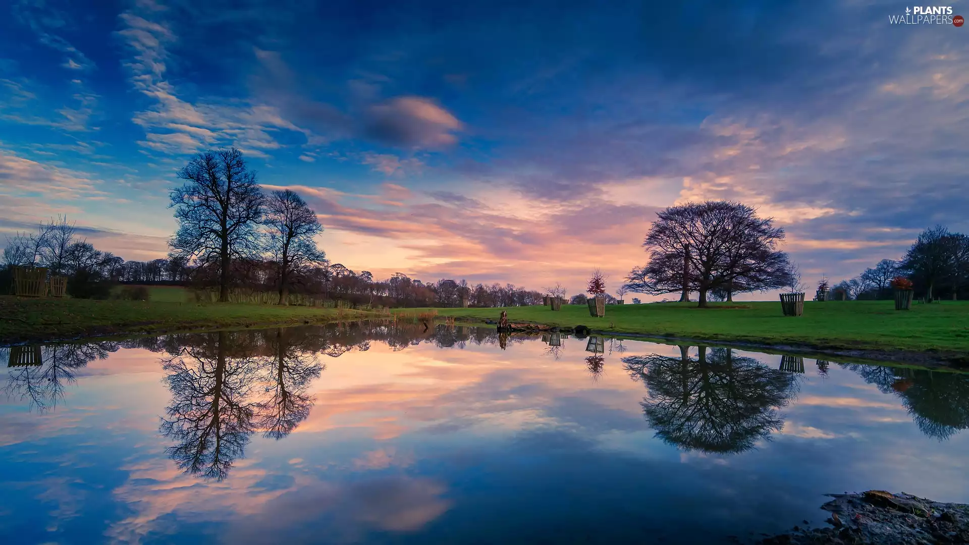 viewes, lake, clouds, Sky, reflection, trees