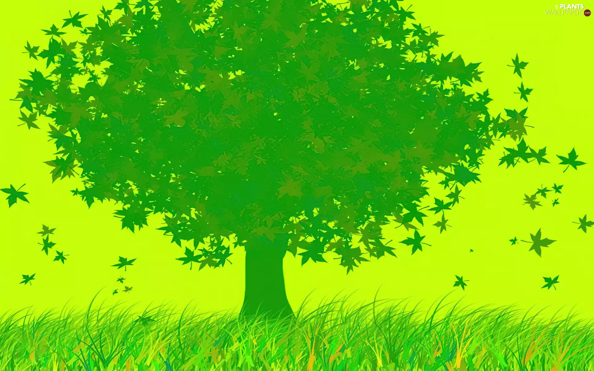 graphics, green ones, trees