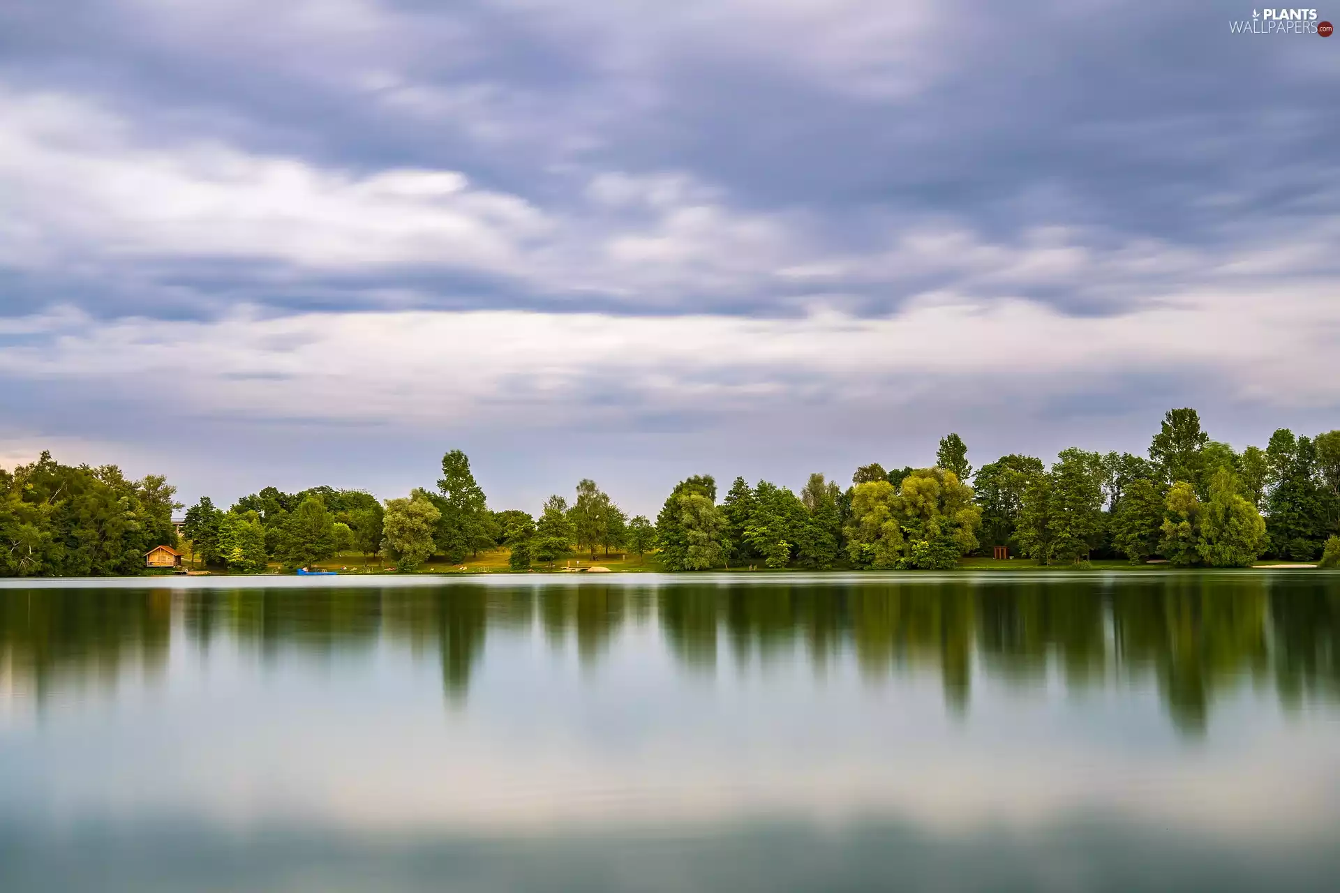 lake, viewes, Sky, trees
