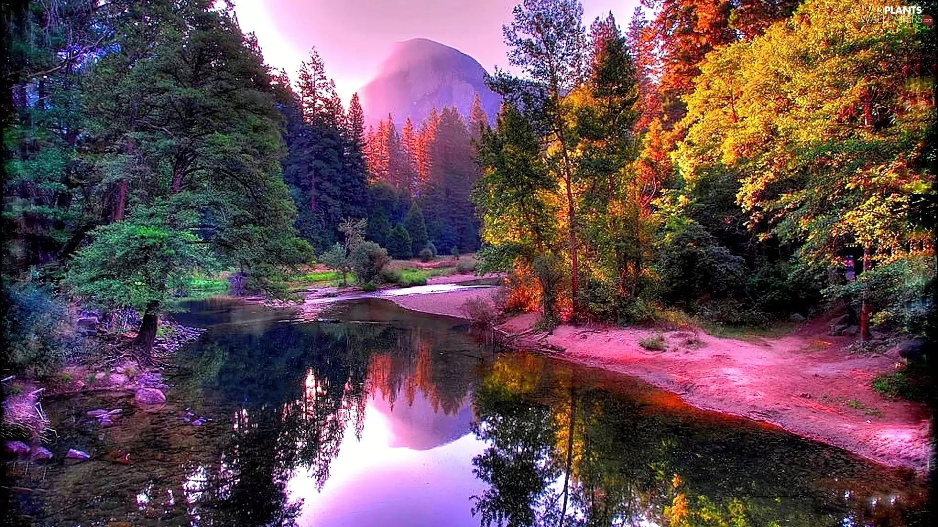 Mountains, viewes, lake, trees