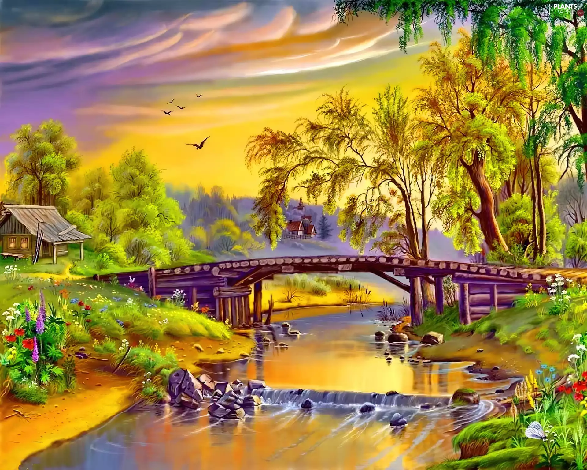 bridge, Viktor Ciganov, trees, viewes, River
