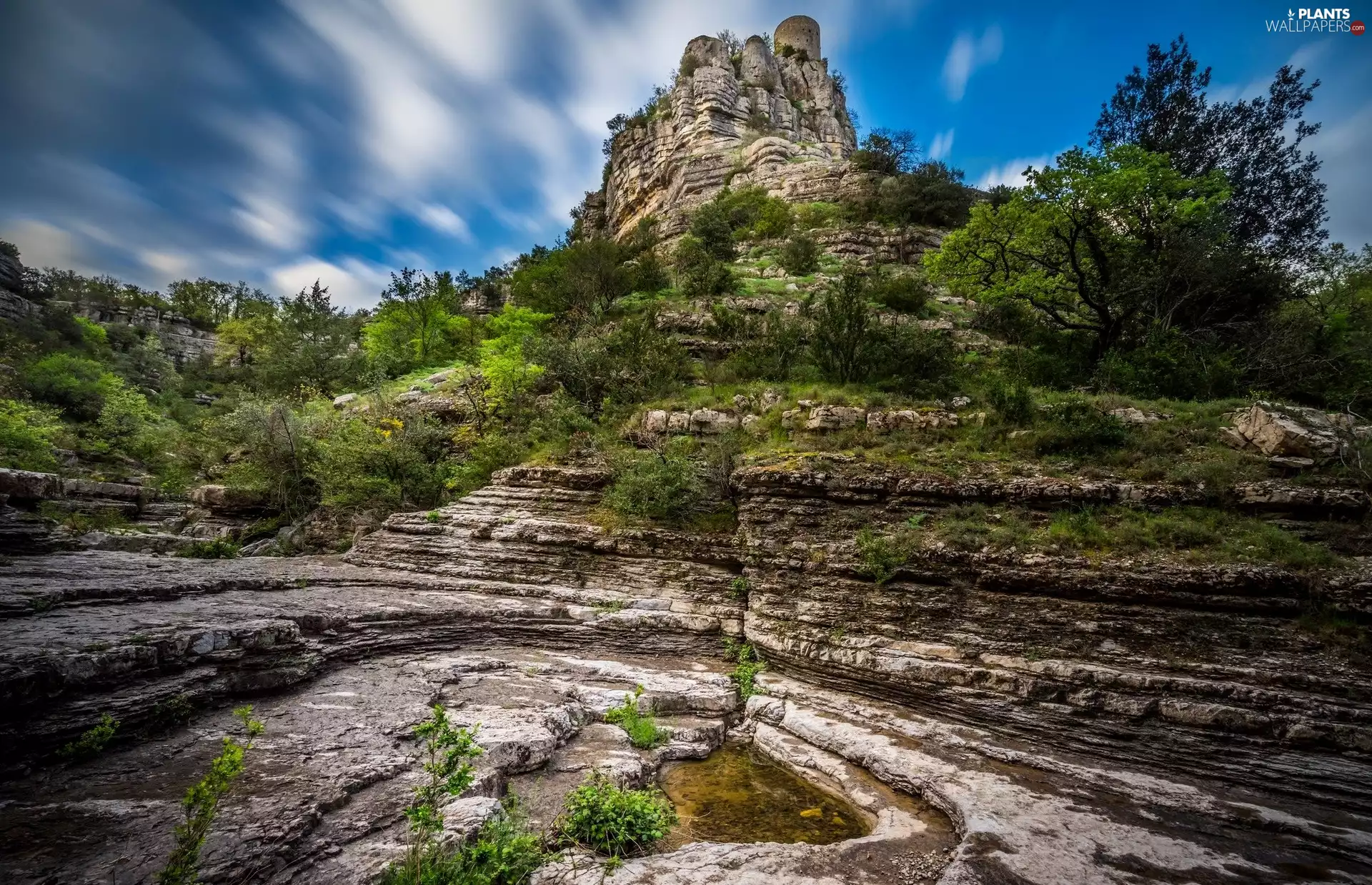 rocks, viewes, VEGETATION, trees