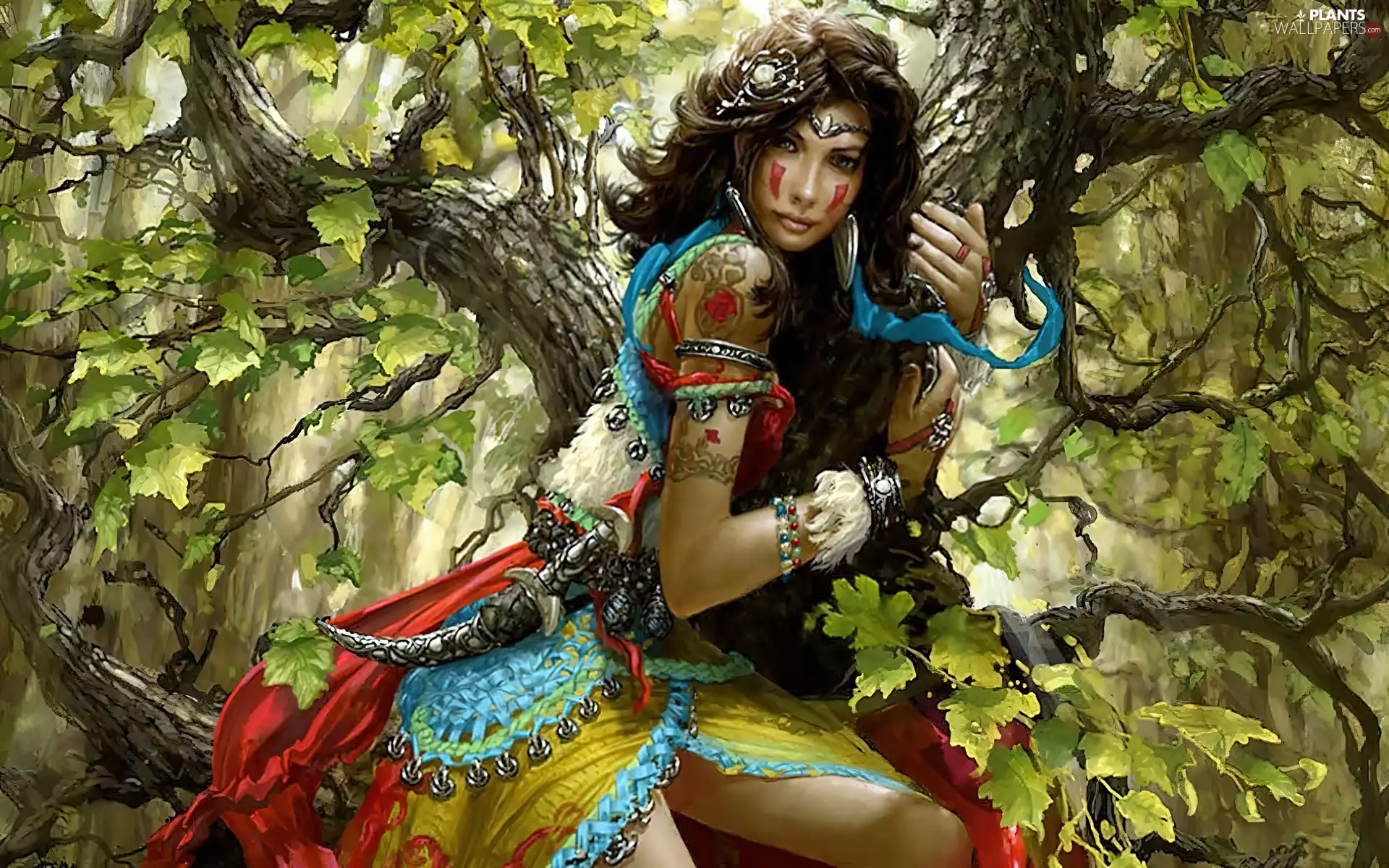trees, Women, warrior