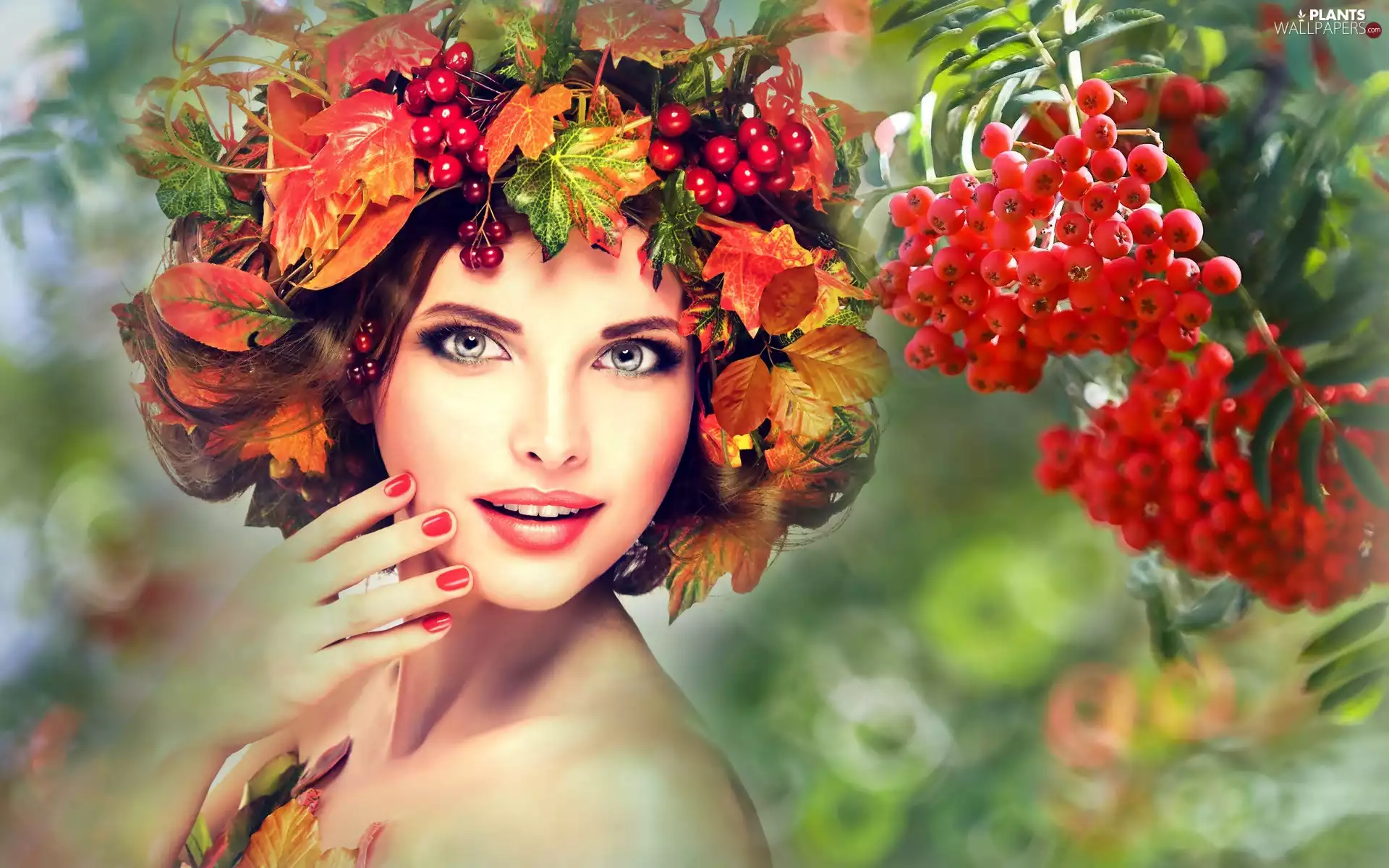 Leaf, Plant, make-up, wreath, Women