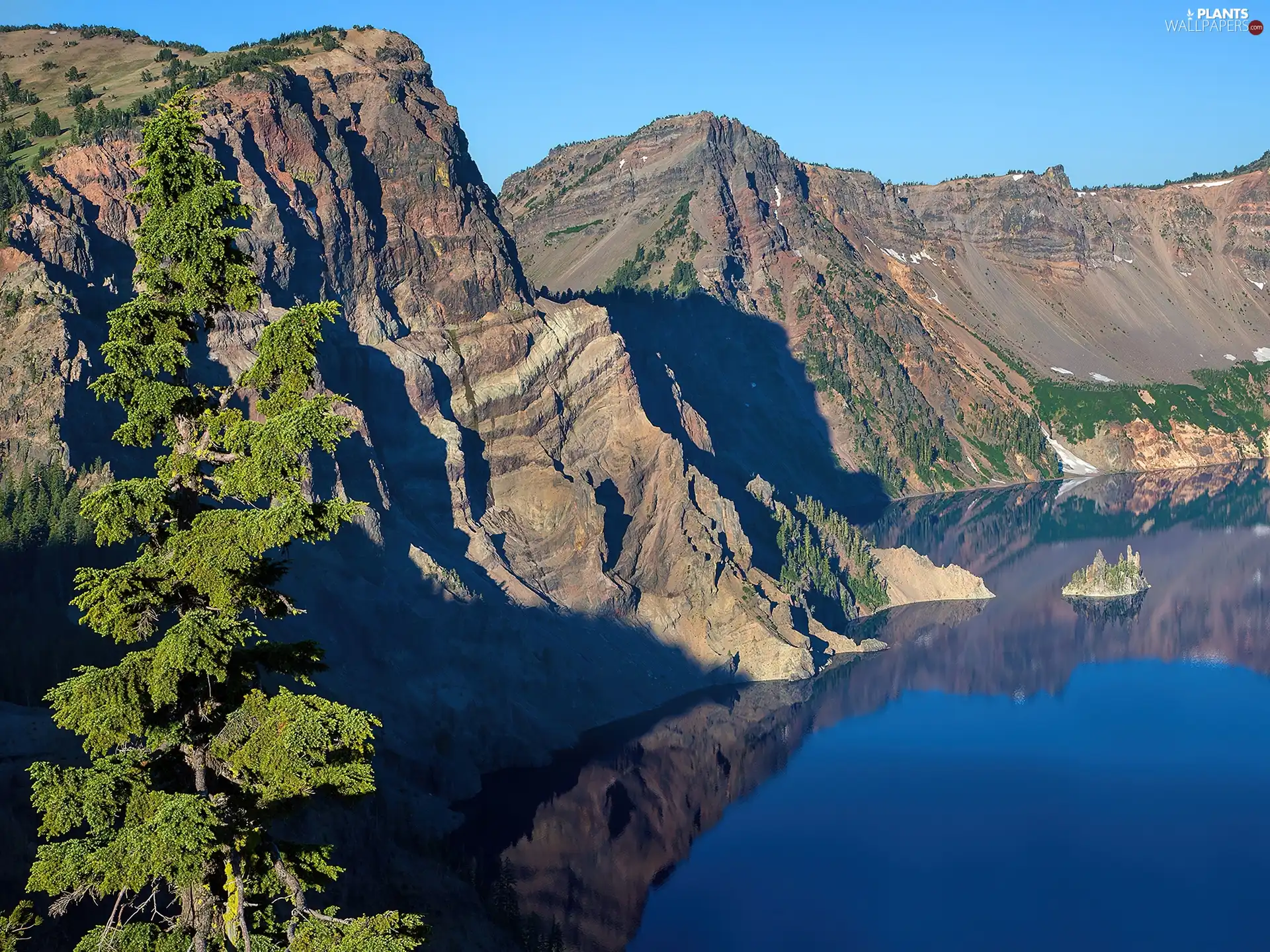 lake, trees, viewes, crater