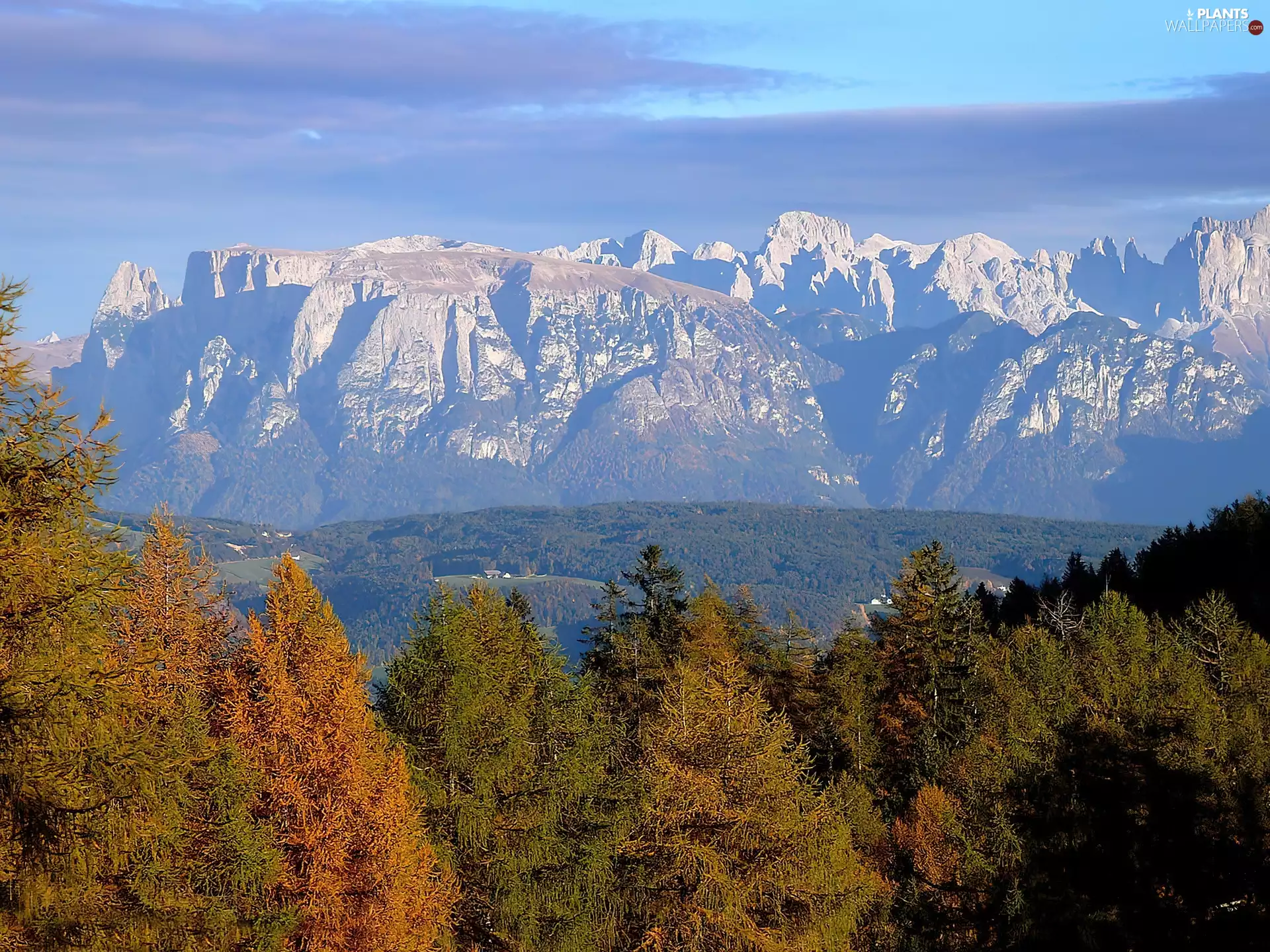 trees, viewes, Mountains, color, autumn