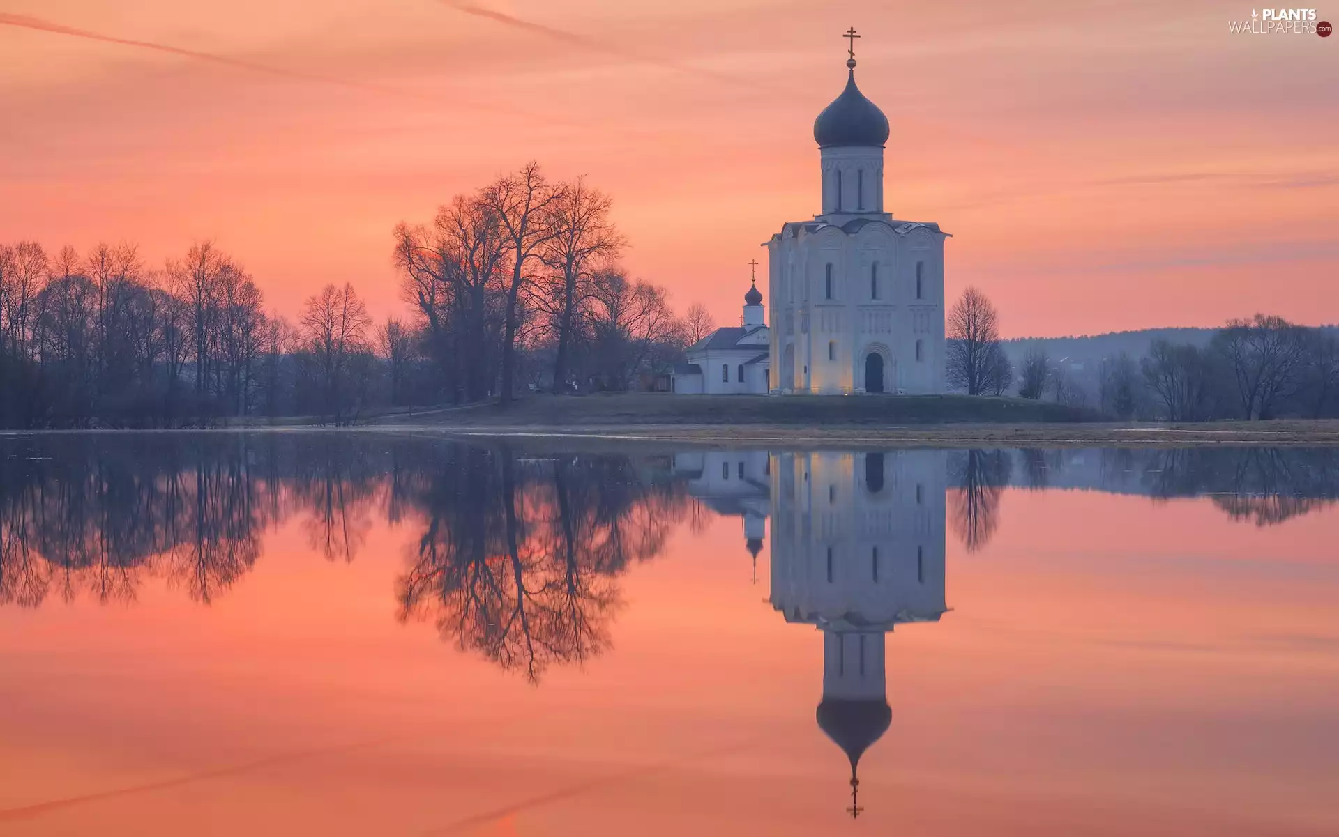 autumn, Cerkiew, trees, viewes, reflection, River