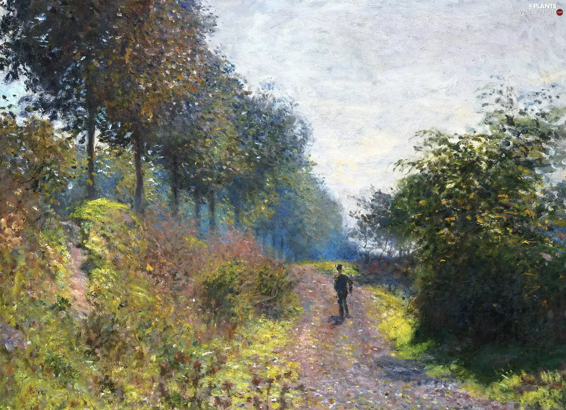 The Sheltered Path, painting, trees, Way, form, Bush, viewes, Claude Monet, picture, trees, viewes