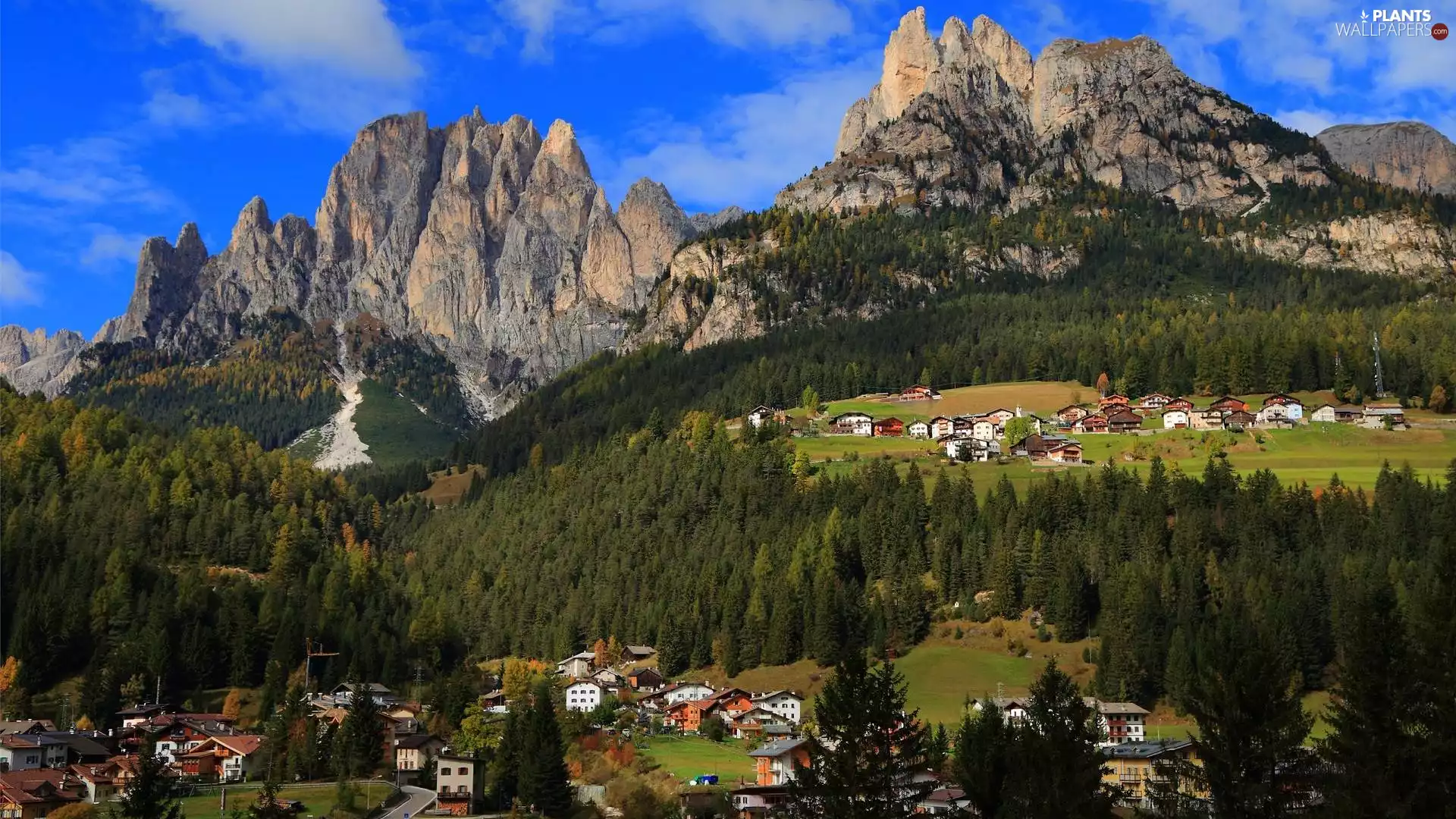 colony, Mountains, trees, viewes, Houses, Valley