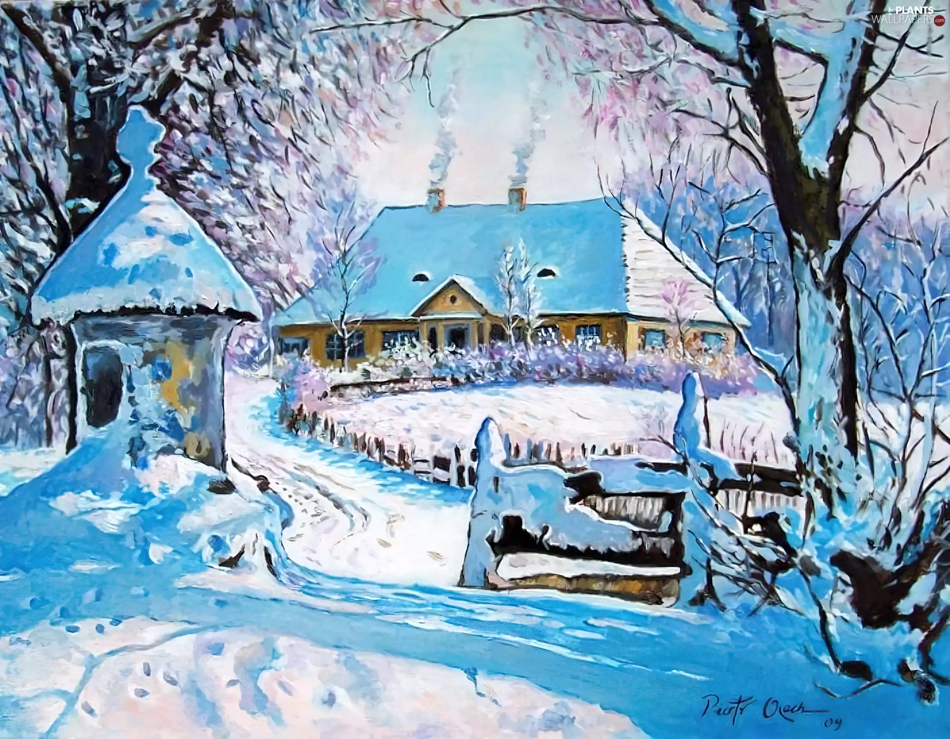 winter, house, chapel