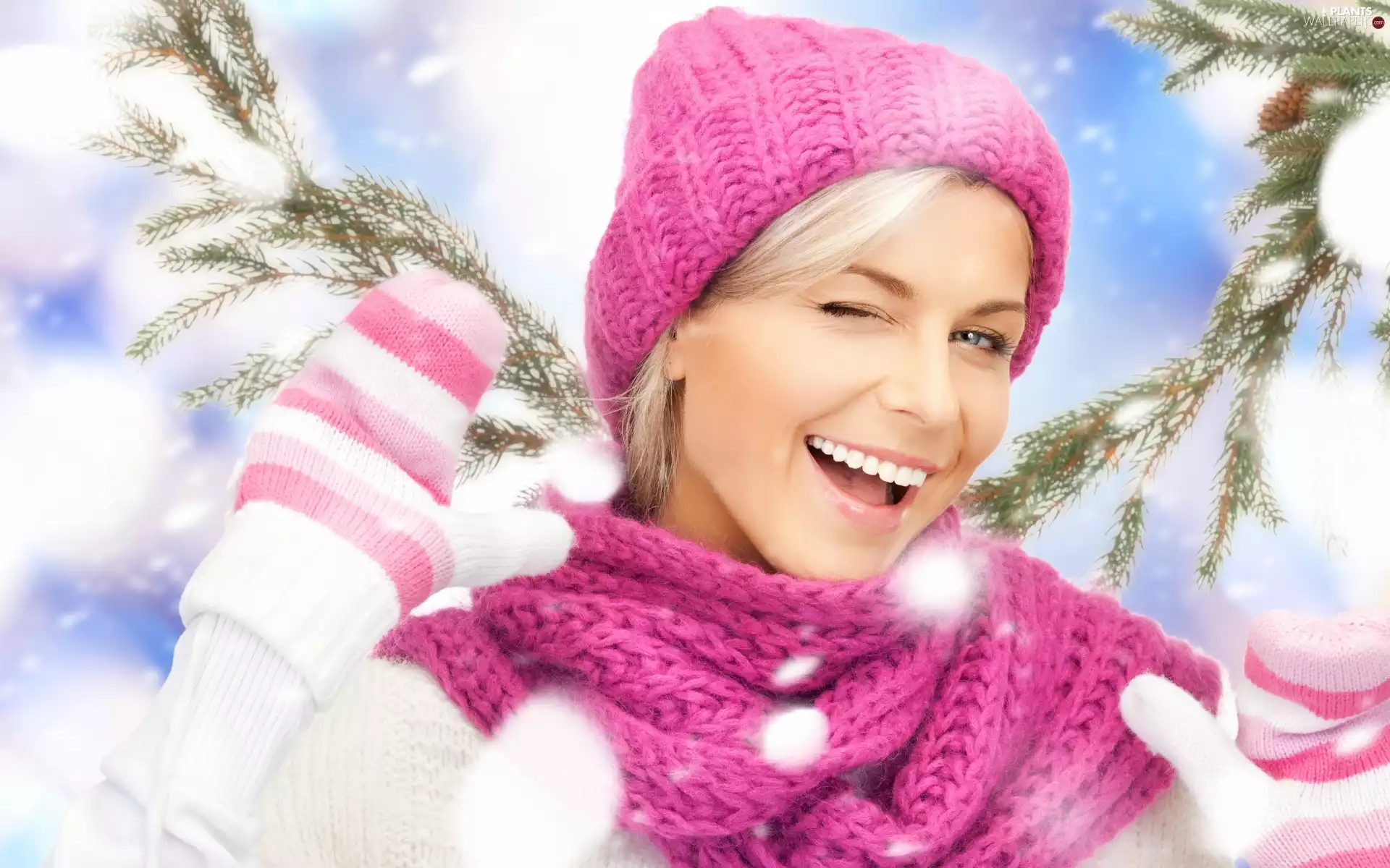 Hat, smiling, snow, winter, branch pics, girl