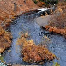 autumn, River, rocks