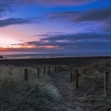 sea, sun, grass, west