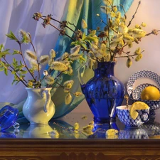 willow, database, Lemon, Jugs, bowl, Twigs, composition, kettle