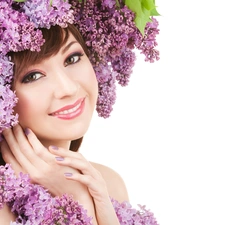 lilac, Women, Flowers