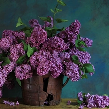 broken, bouquet, Lilacs, stoneware