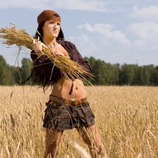 Women, corn, wheat, Belly